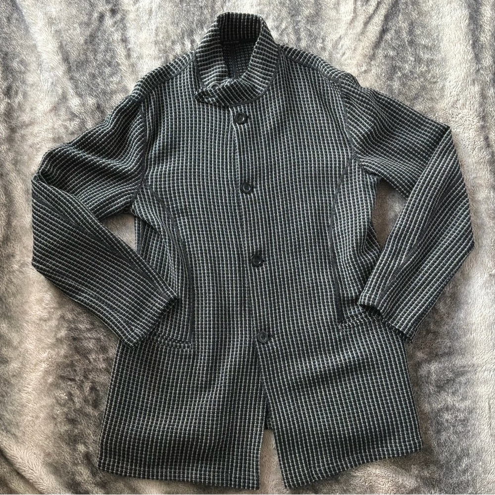 Armani Chic Black and Gray Patterned Coat